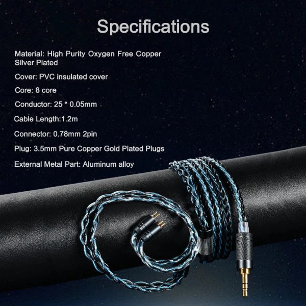 Kinera Celest Lara 8 Core OFC Silver-Plated Earphone Cable-0.78mm 2Pin-3.5mm Hot on Sale