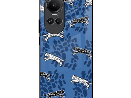 Blue Cheetah Glass Case for Oppo Reno10 5G Sale