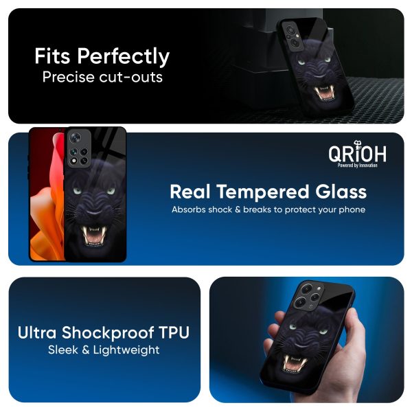 Angry Black Leopard Glass Case for Redmi Note 11 Pro Plus 5G Online Hot Sale