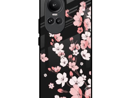 Black Cherry Blossom Glass Case for Oppo Reno10 Pro 5G Discount