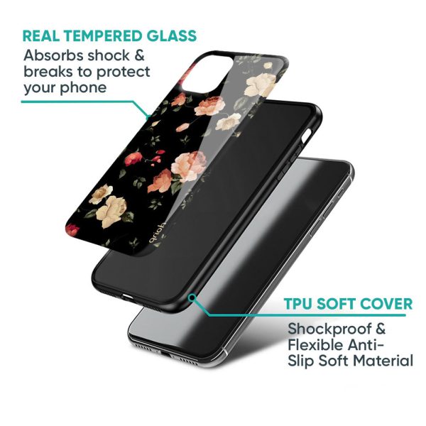 Black Spring Floral Glass Case for Oppo Reno10 Pro 5G Online Sale