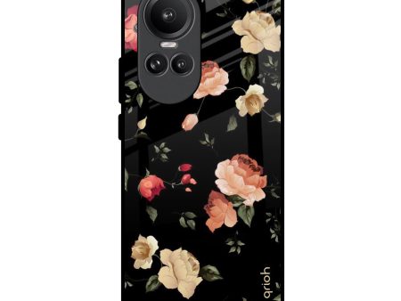 Black Spring Floral Glass Case for Oppo Reno10 Pro 5G Online Sale