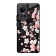 Black Cherry Blossom Glass Case for Oppo Reno10 5G Fashion