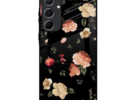 Black Spring Floral Glass Case for Samsung Galaxy A55 5G Online