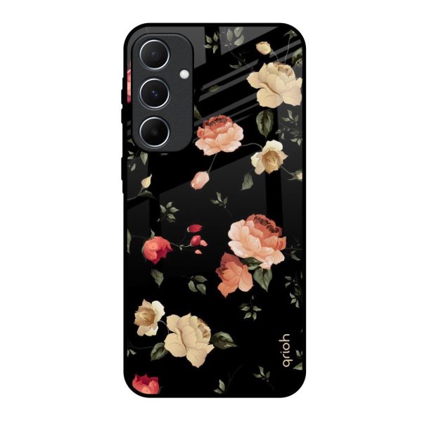 Black Spring Floral Glass Case for Samsung Galaxy A55 5G Online