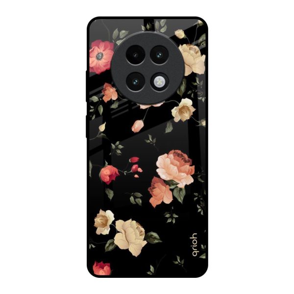 Black Spring Floral Glass Case for Realme 13 Plus 5G Supply