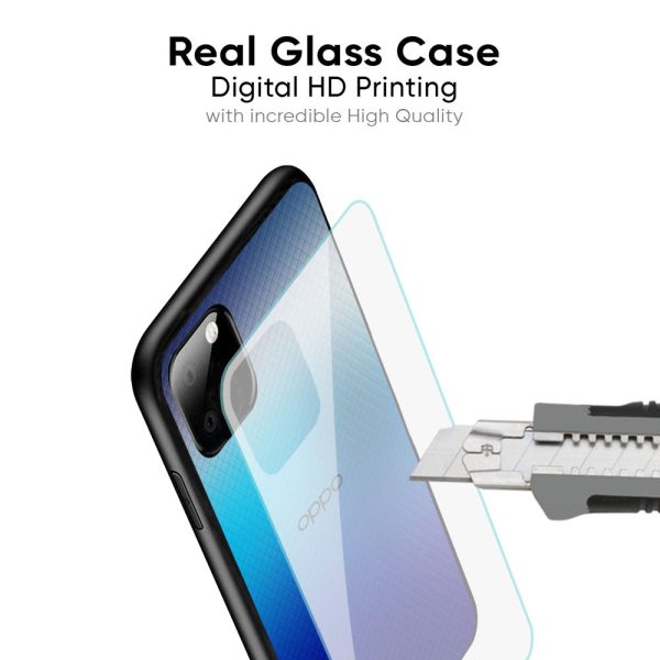 Blue Rhombus Pattern Glass Case for Oppo A55 on Sale