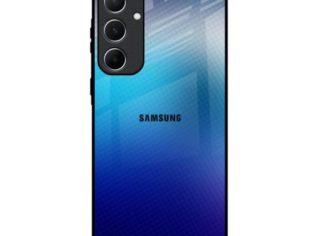 Blue Rhombus Pattern Glass Case for Samsung Galaxy A55 5G For Sale