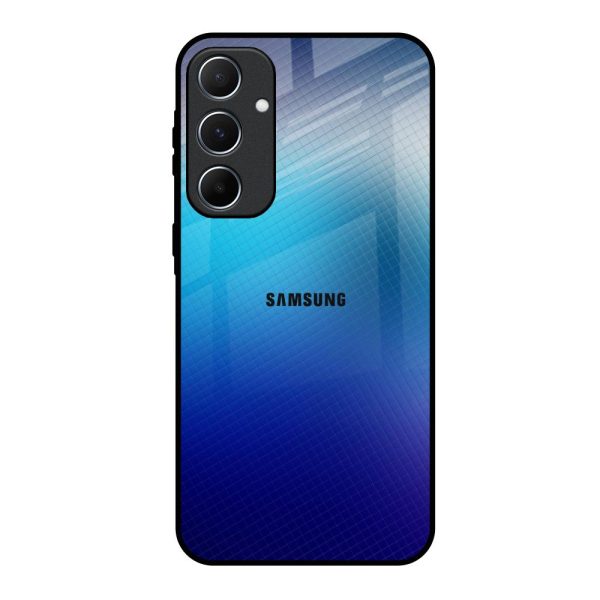 Blue Rhombus Pattern Glass Case for Samsung Galaxy A55 5G For Sale