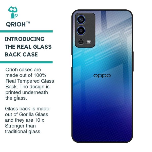 Blue Rhombus Pattern Glass Case for Oppo A55 on Sale