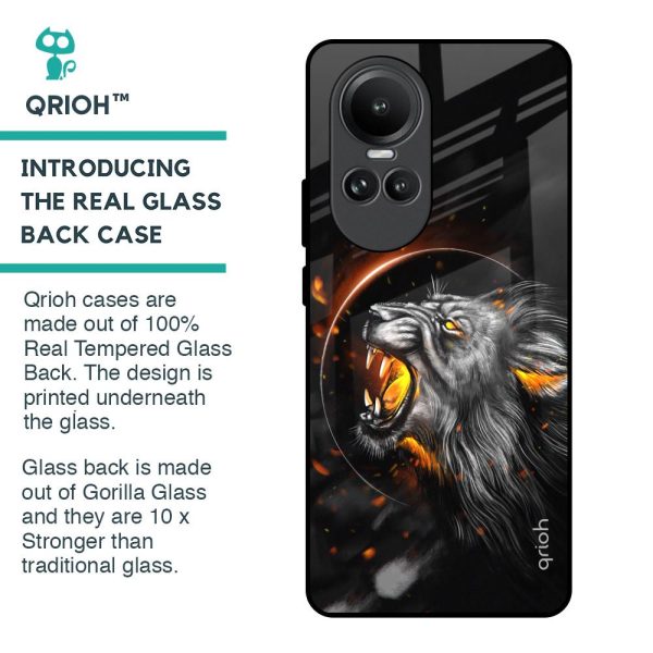 Aggressive Lion Glass Case for Oppo Reno10 5G Fashion