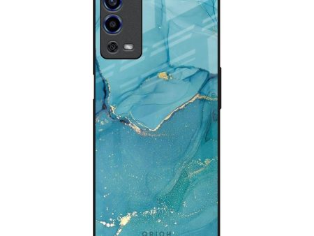 Blue Golden Glitter Glass Case for Oppo A55 on Sale