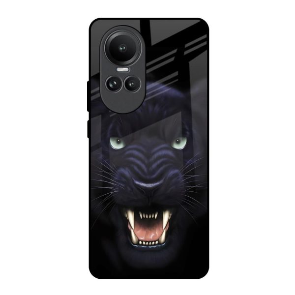 Angry Black Leopard Glass Case for Oppo Reno10 5G Fashion