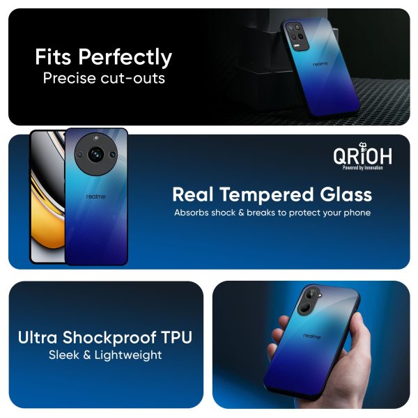 Blue Rhombus Pattern Glass Case for Realme 13 Plus 5G Online now