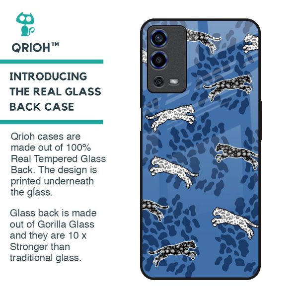 Blue Cheetah Glass Case for Oppo A55 Discount