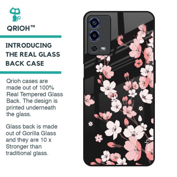 Black Cherry Blossom Glass Case for Oppo A55 Hot on Sale