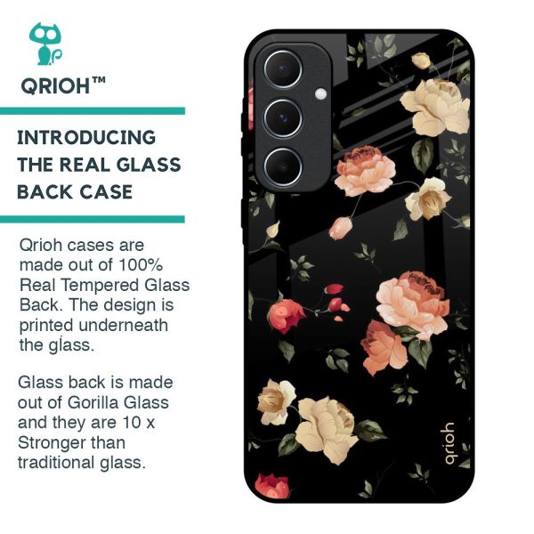 Black Spring Floral Glass Case for Samsung Galaxy A55 5G Online