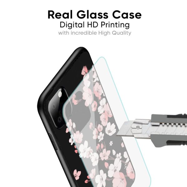 Black Cherry Blossom Glass Case for Oppo Reno10 5G Fashion