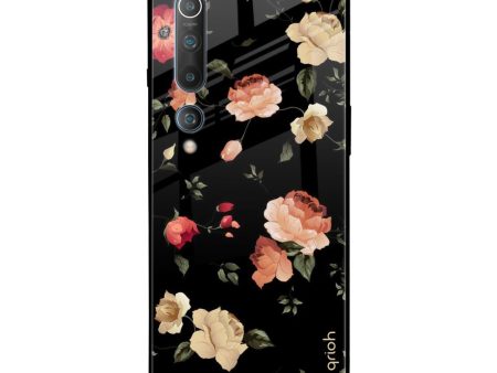 Black Spring Floral Glass Case for Mi 10 Online Sale