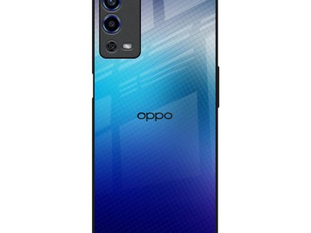 Blue Rhombus Pattern Glass Case for Oppo A55 on Sale