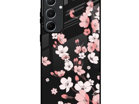 Black Cherry Blossom Glass Case for Samsung Galaxy A55 5G Fashion