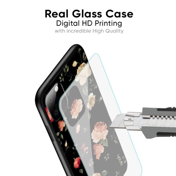 Black Spring Floral Glass Case for Oppo Reno10 5G For Sale