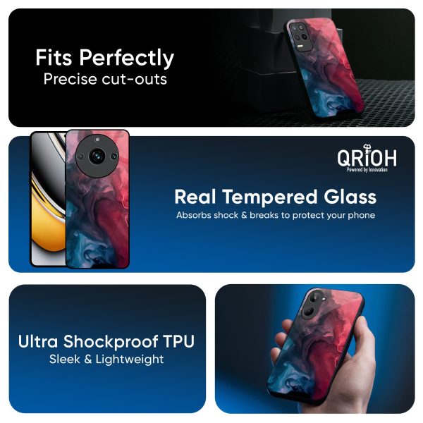 Blue & Red Smoke Glass Case for Realme 13 Plus 5G Online Sale