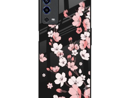 Black Cherry Blossom Glass Case for Oppo A55 Hot on Sale