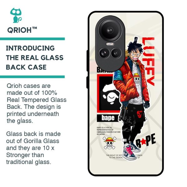 Bape Luffy Glass Case for Oppo Reno10 Pro 5G For Cheap