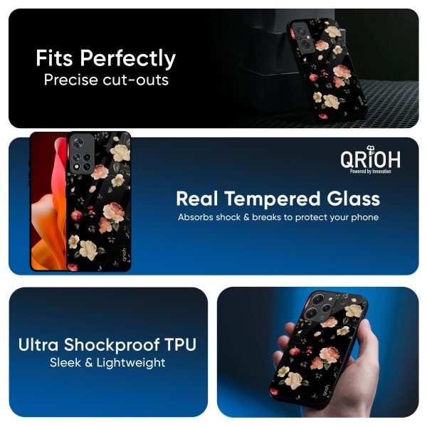 Black Spring Floral Glass Case for Mi 14 CIVI Hot on Sale