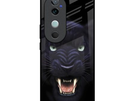 Angry Black Leopard Glass Case for Vivo V40 5G Fashion