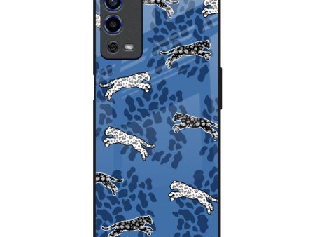 Blue Cheetah Glass Case for Oppo A55 Discount