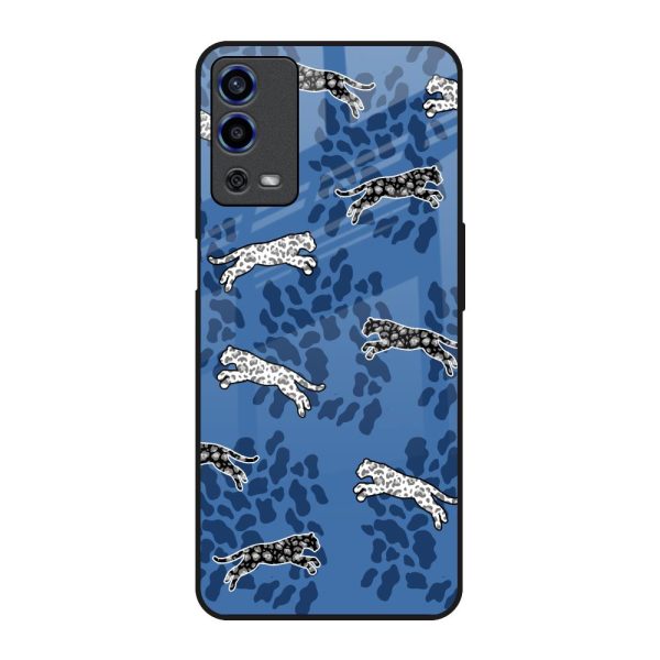 Blue Cheetah Glass Case for Oppo A55 Discount