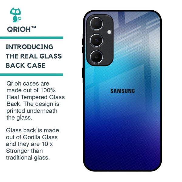 Blue Rhombus Pattern Glass Case for Samsung Galaxy A55 5G For Sale