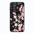 Black Cherry Blossom Glass Case for Samsung Galaxy A15 5G For Sale