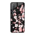 Black Cherry Blossom Glass Case for Mi 10 Fashion