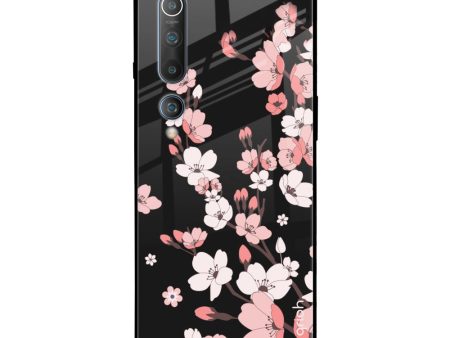 Black Cherry Blossom Glass Case for Mi 10 Fashion