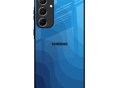 Blue Wave Abstract Glass Case for Samsung Galaxy A55 5G Cheap