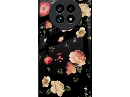 Black Spring Floral Glass Case for Realme 13 Pro Plus 5G Sale